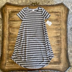 BNWT Lularoe Grey Striped Carly Dress